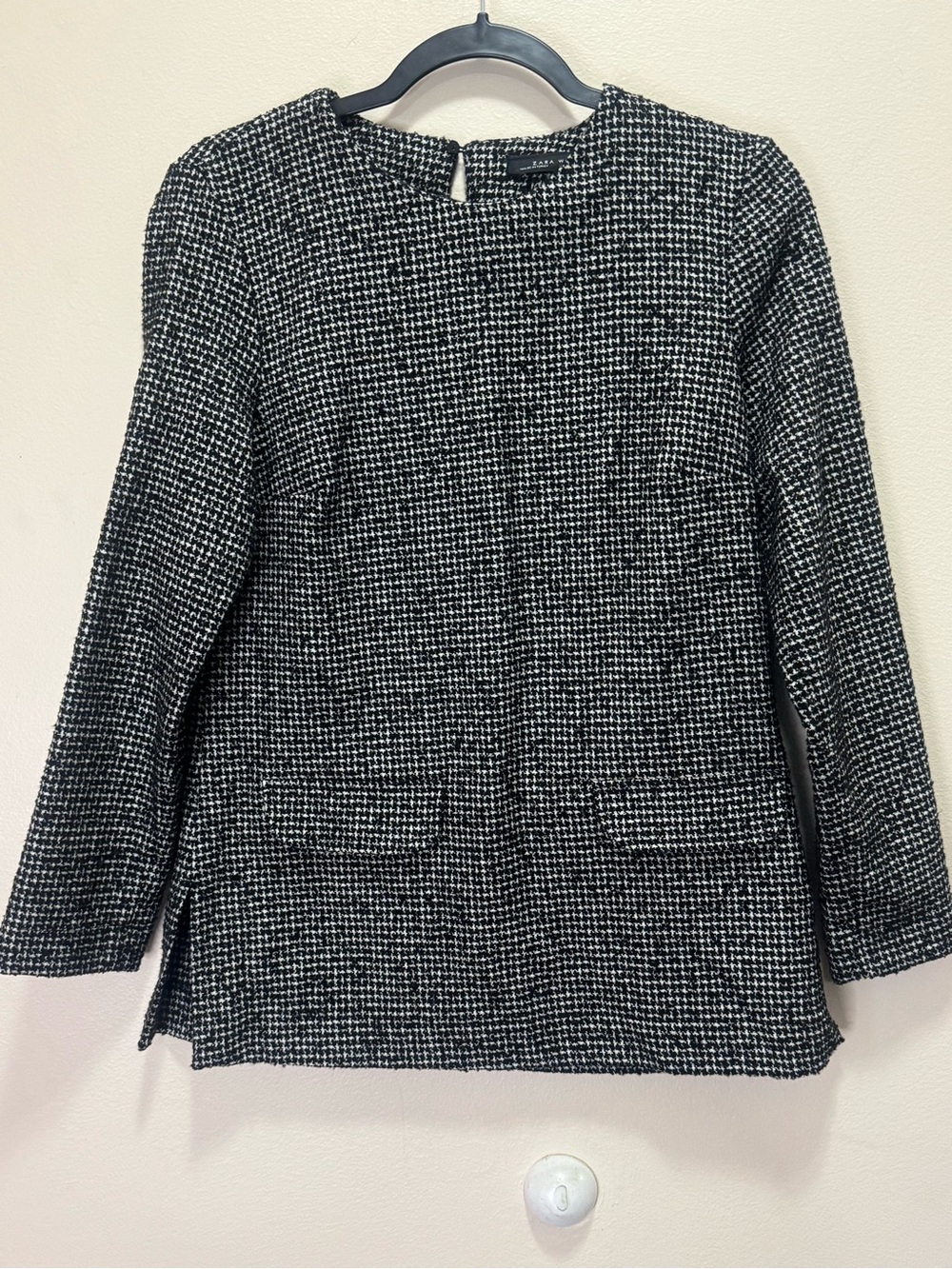 NWT Zara Woman Black and White Tweed Top